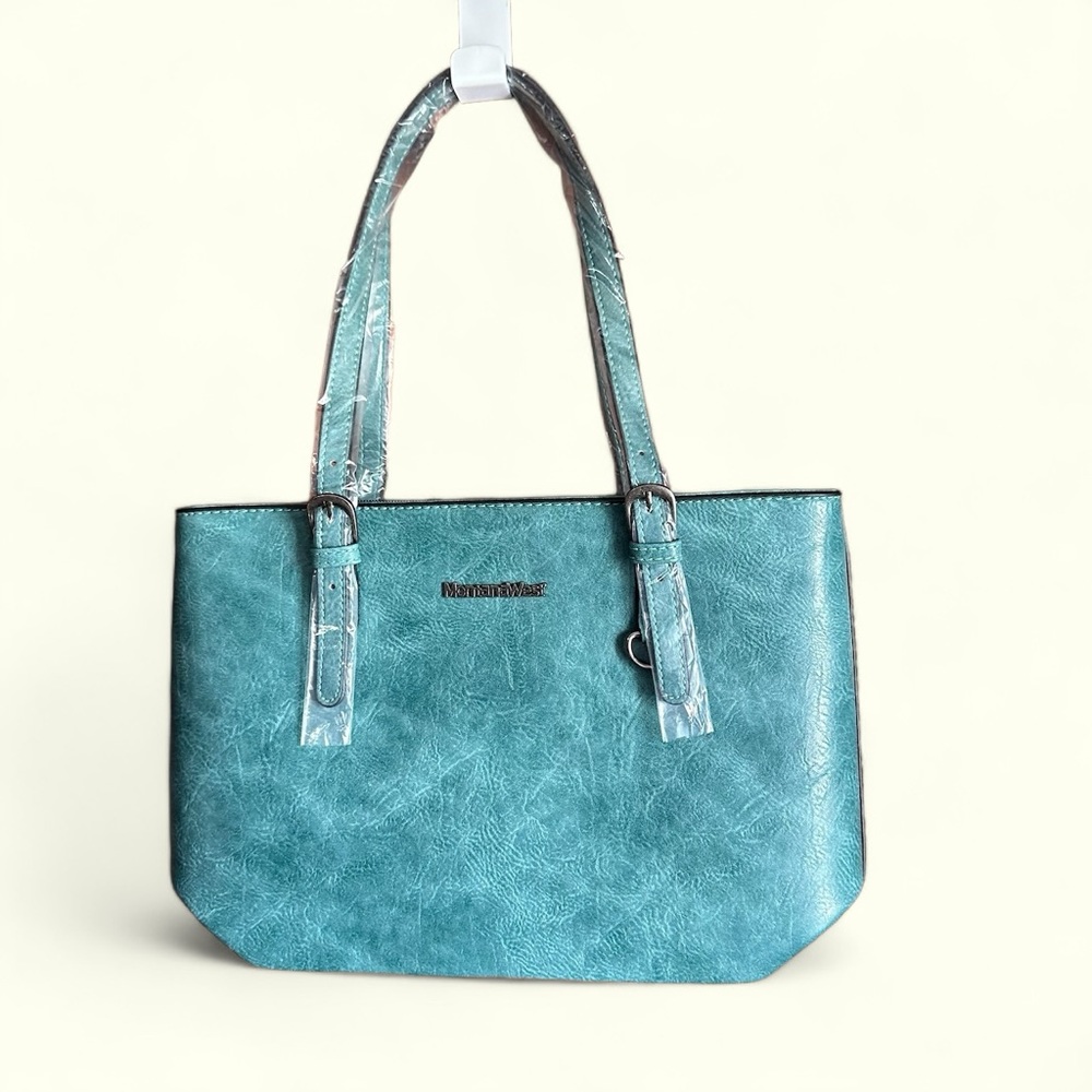 NWOT! Montana West Medium Turquoise Zip Top Tote